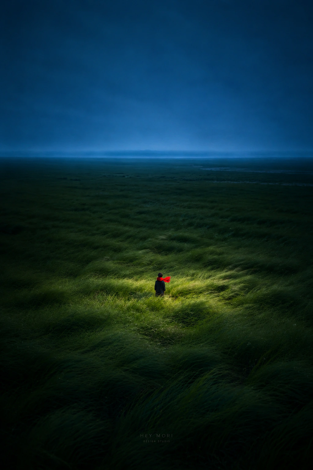 Blue Hour Grassland Cinematic Poster